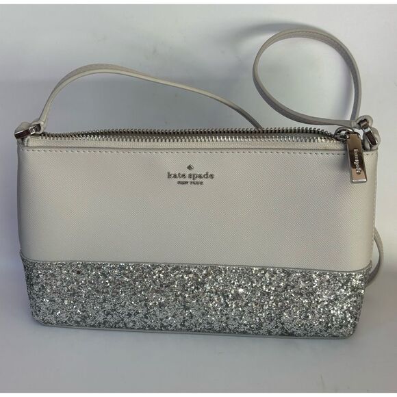 Kate Spade New York Flash Glitter Crossbody Handbag Purse Grey Silver / NWOT - Picture 6 of 9
